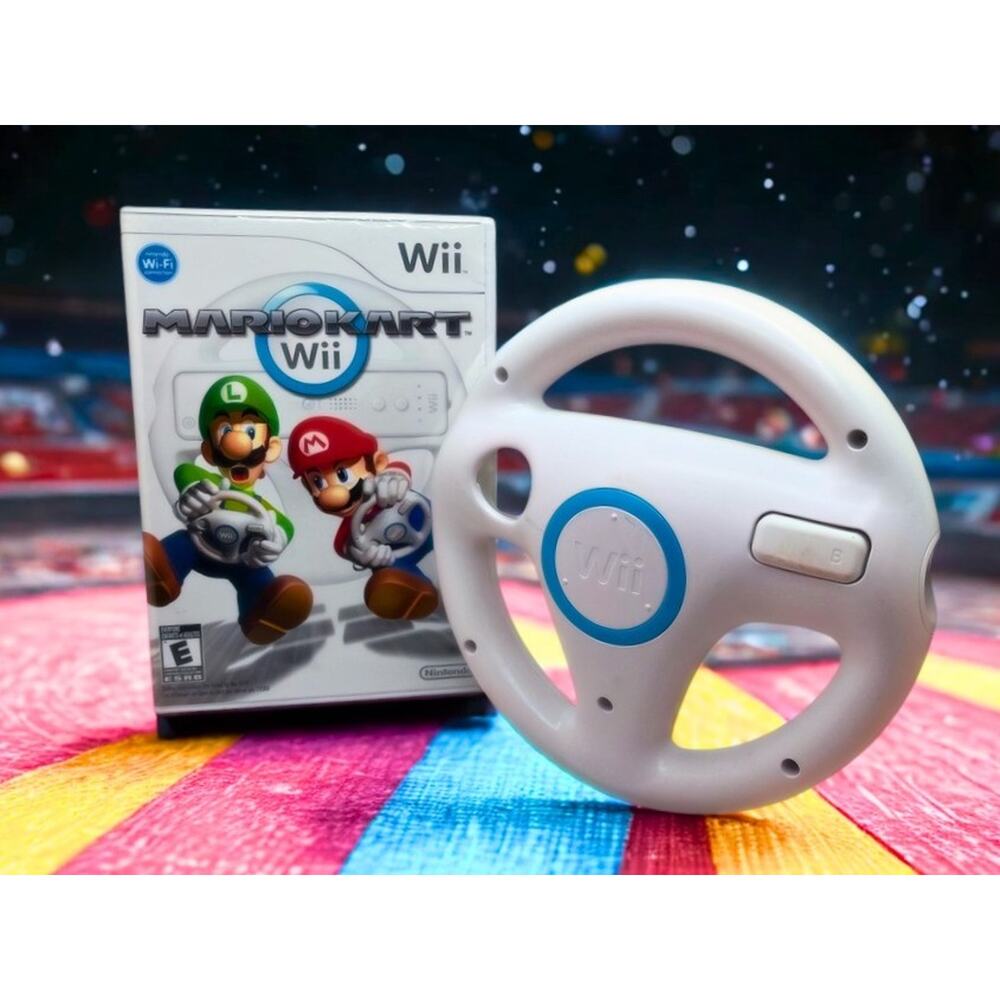 Mario Kart Wii 2008 Nintendo Wii NEW Sealed w/ Wii Wheel OEM 045496901028